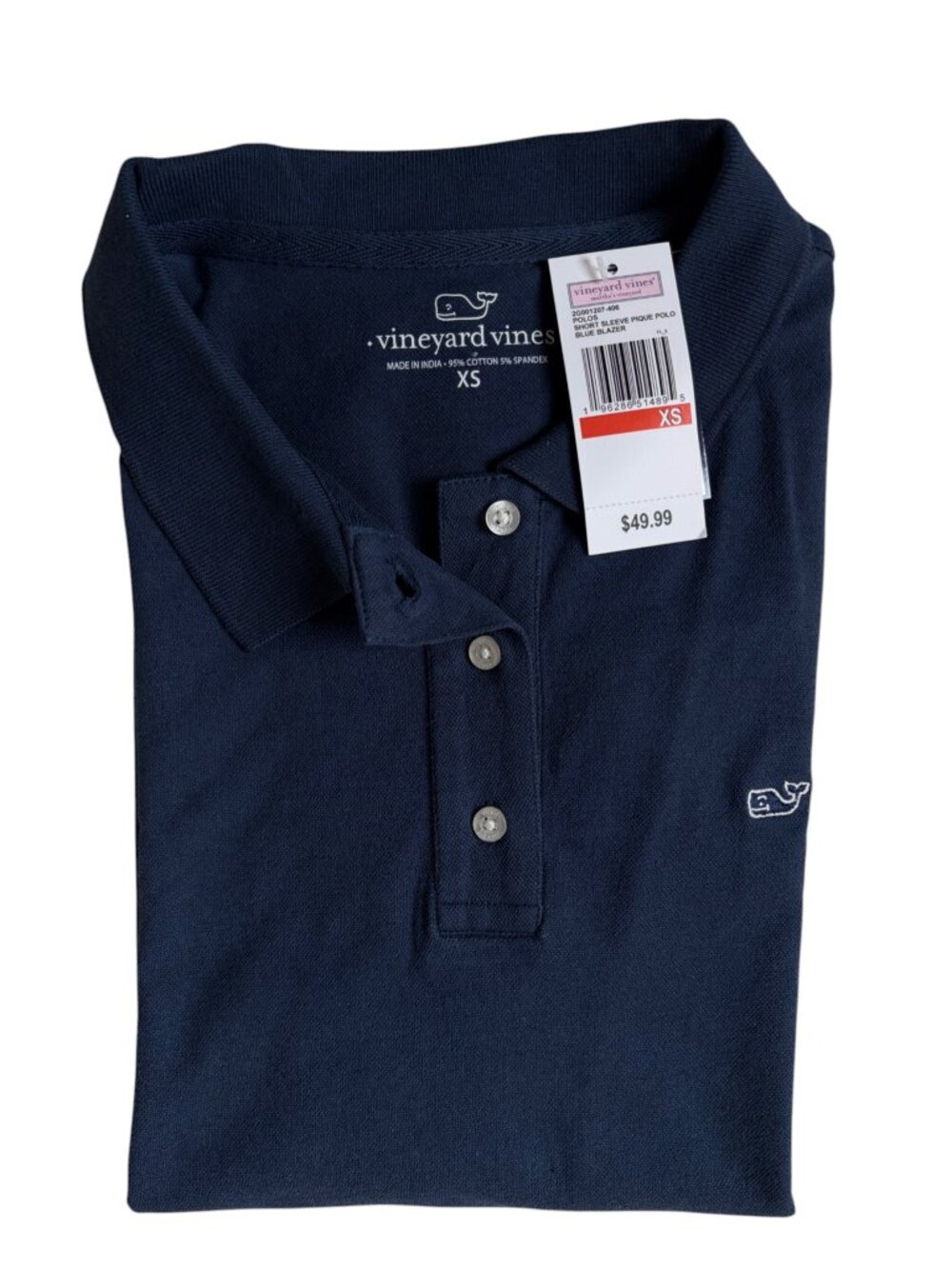 NWT Vineyard Vines Outlet Short Sleeve Pique Polo Shirt (Blue Blazer) - XS